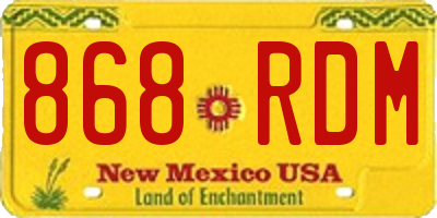 NM license plate 868RDM