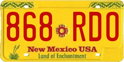 NM license plate 868RDO