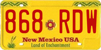 NM license plate 868RDW