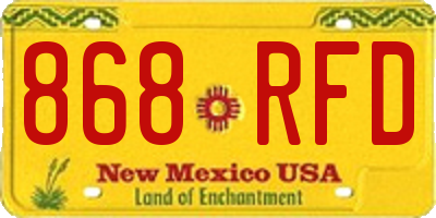NM license plate 868RFD