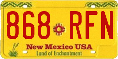NM license plate 868RFN
