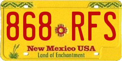 NM license plate 868RFS