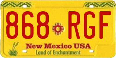 NM license plate 868RGF