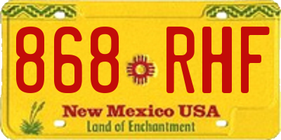 NM license plate 868RHF