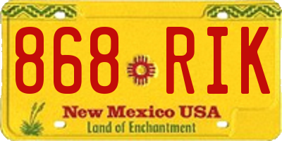 NM license plate 868RIK