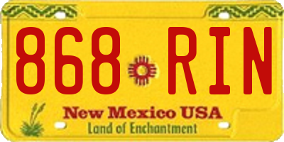 NM license plate 868RIN
