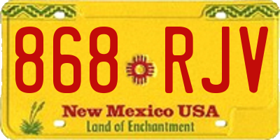 NM license plate 868RJV