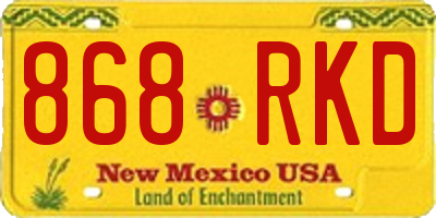 NM license plate 868RKD