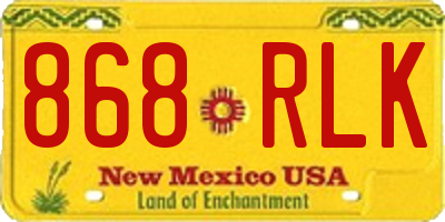 NM license plate 868RLK