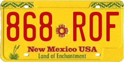 NM license plate 868ROF