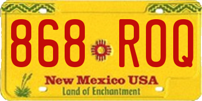 NM license plate 868ROQ