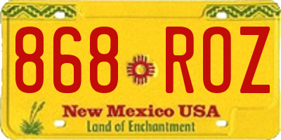 NM license plate 868ROZ