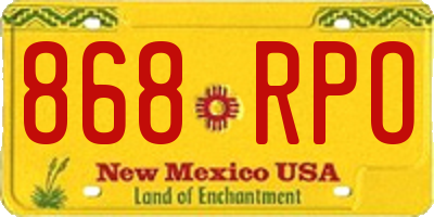 NM license plate 868RPO