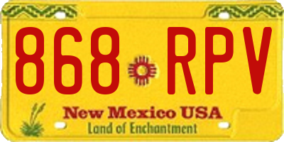 NM license plate 868RPV