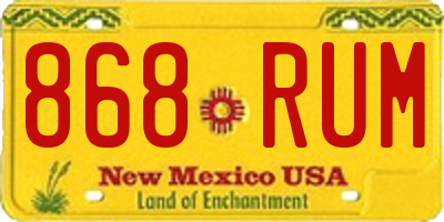 NM license plate 868RUM