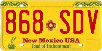NM license plate 868SDV