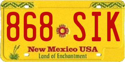 NM license plate 868SIK