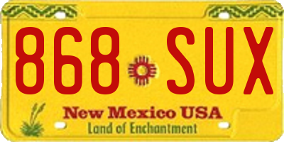 NM license plate 868SUX
