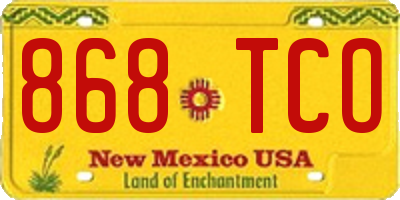NM license plate 868TCO