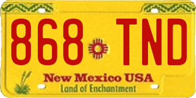 NM license plate 868TND