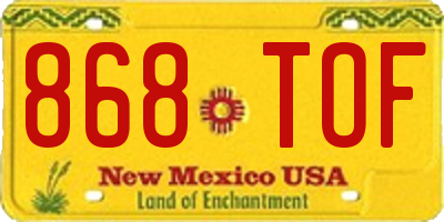 NM license plate 868TOF