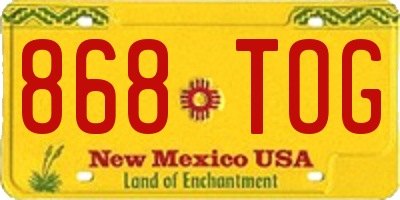 NM license plate 868TOG