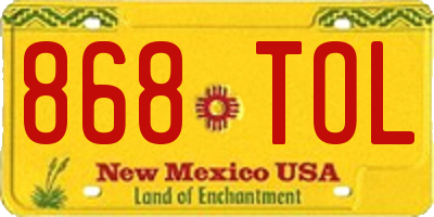 NM license plate 868TOL