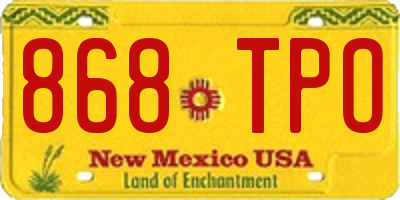 NM license plate 868TPO