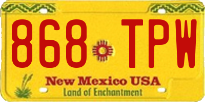 NM license plate 868TPW
