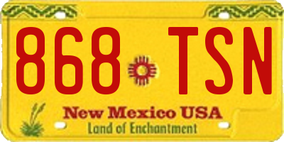 NM license plate 868TSN