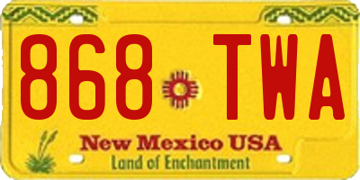 NM license plate 868TWA