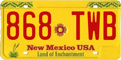 NM license plate 868TWB