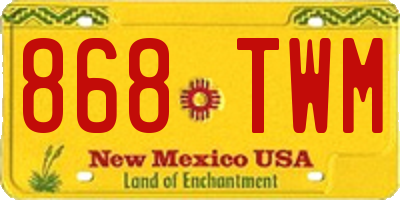 NM license plate 868TWM