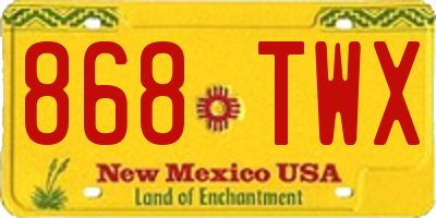 NM license plate 868TWX