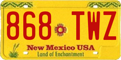 NM license plate 868TWZ