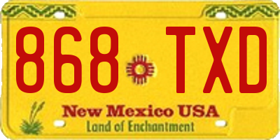 NM license plate 868TXD