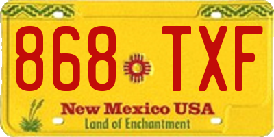 NM license plate 868TXF