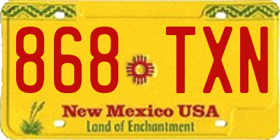 NM license plate 868TXN