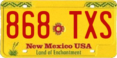 NM license plate 868TXS