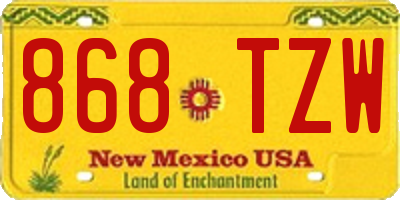 NM license plate 868TZW