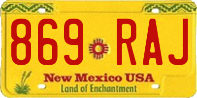 NM license plate 869RAJ