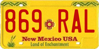 NM license plate 869RAL