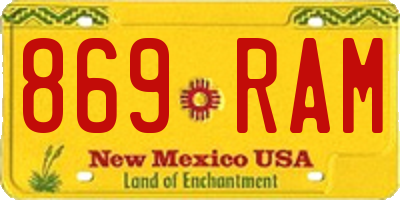 NM license plate 869RAM