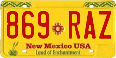 NM license plate 869RAZ