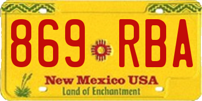 NM license plate 869RBA