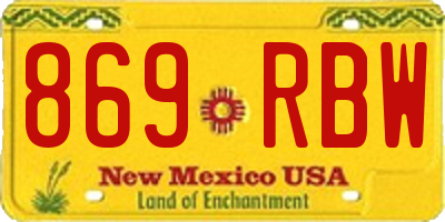 NM license plate 869RBW