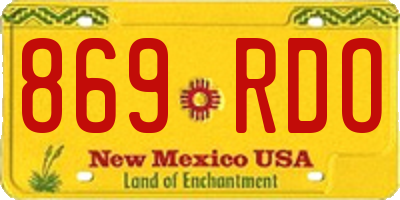 NM license plate 869RDO