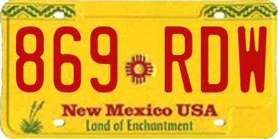 NM license plate 869RDW