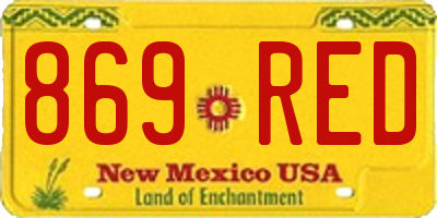 NM license plate 869RED