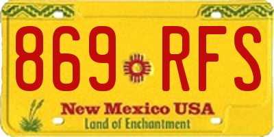 NM license plate 869RFS